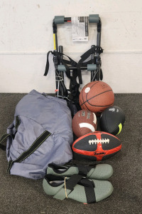 Fizik Terra Powerstrap X4 Gravel Cycling Shoes, (3) Footballs, A Basketball, And Allen Trunk Bike Rack And A Dufflebag!