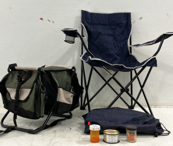 (1) Camping Chair (1) Fishing Supplies (1) Footrest