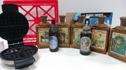 Empty Bourbon Bottles -Waffle Maker - Vintage Beer Bottles