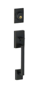 (1) Schlage F58 CEN 622 C | F-Series Century Single Handleset, Matte Black Finish