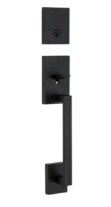 (1) Kwikset - San Clemente Single Cylinder Keyed Entry Handleset, Model:818SCELIP-514S.STRKP<br/>Matte Black Finish