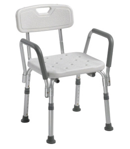 (1) Drive Medical 12445KD-1 Shower Chair W/ Padded Back & Arms, Adjustable Height, Non-Slip Feet