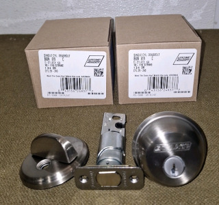 (2) Schlage B60N 619 C, Single Cylinder Deadbolts, Satin Nickel Finish <br/>