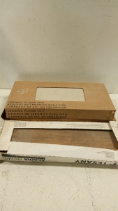 (3) boxes of ceramic floor tiles, 1 brown and 2 white
