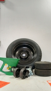 (1) Large Tire, (2) Wheels, (4) Small Wheels, (1) Handheld Seed Spreader