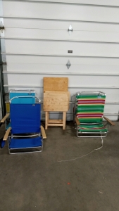 (4) Folding Beach Chairs, (3) Collapsible Easels