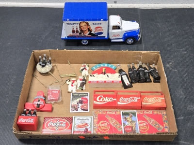 Vintage *Like New* Pepsi-Cola Delivery Toy Truck Replica & Assorted Vintage Coca-Cola Magnets