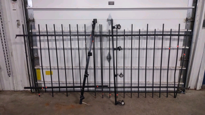 (2) 58"x 46" Black Metal Fencing Frame Parts & (2) 50&frac12;" 4-Bulb Spotlight