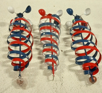 (3) Spinnging Red White and Blue Patriotic Decorations