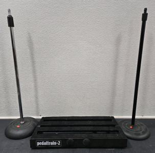 Pedaltrain-2 Classic Guitar Pedal Board - 24" x 12&frac12;" & (2) Metal Extendable Speaker Stand w/ Heavy Bases