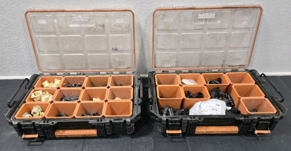 (2) Rigid Parts Storage Boxes Filled w/ Assorted Plumbing Parts
