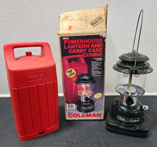 Vintage Coleman Powerhouse Lantern & Carry Case Combo