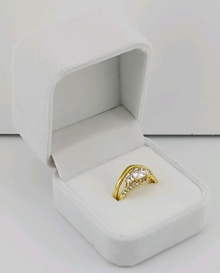 (2) Gold Tone Engagement Ring Set w/ Band &ndash; Size 6&frac12;"