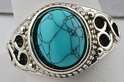 (1) Blue Web Stone Ring w/ Infinity Side Accents - 10