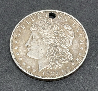 1921 Morgan Silver Dollar, United States Mint, 90% Silver, 1.5" Diameter