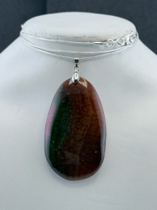 (1) 101.50 ct Rainbow Dragon Veins Agate Gemstone .925 Necklace
