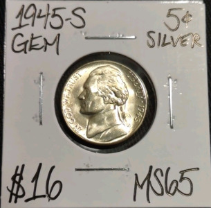 1945-S MS65 Gem Silver Jefferson Nickel