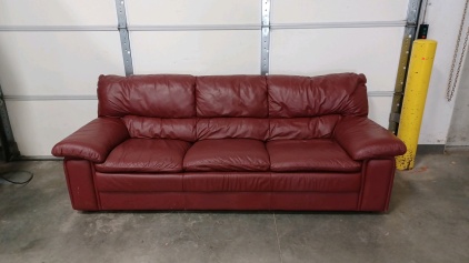 Red Leather-Like Sofa