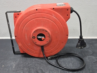 Ironton Retractable Extension Cord Reel w/ Triple Plug - Hangable On Wall Or Ceiling