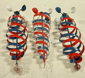 (3) Spinnging Red White and Blue Patriotic Decorations