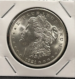 1921 Morgan Silver Dollar, United States, 90% Silver, Reeded Edge