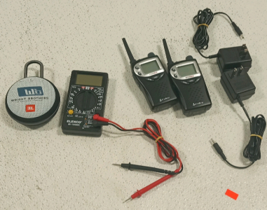 Box of Electrical Supplies - Includes Pair of Cobra Radios w/ Charger!