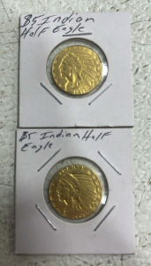 (2) $5 Indian Half Coins