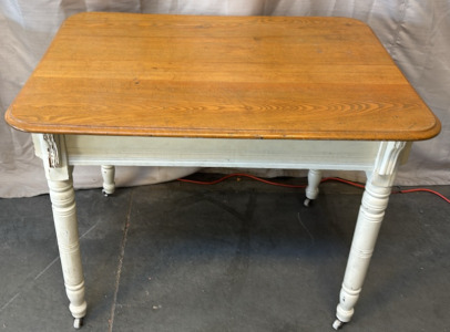 Vintage Oak Table w/ Wheels