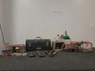 Toolbox, Chains, Screws, and Variety of Tools