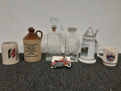 Vintage Liquor Bottles And Steins