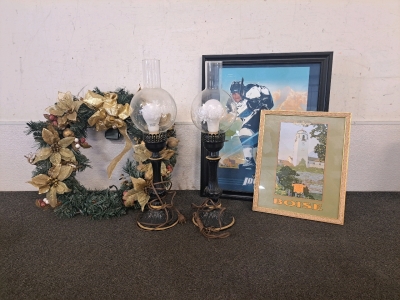 Vintage Table Lamps, Boise And Idaho Steelheads Pictures, And A Light Up Wreath