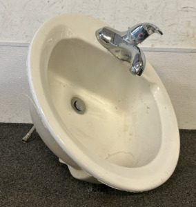 Bathroom Porcelain Sink With Chrome Faucet