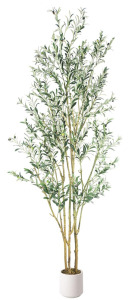 New In Box Fake Olive Tree 8FT Tall 1Pack with White Planter