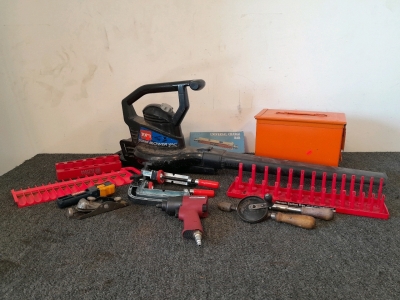 Toro Leaf Blower, Tool Box, Impact Wrench, Socket Tray, Clamps, And More