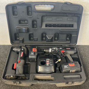 Craftsman 19.2V Cordless Tool Kit, featuring drill/driver, reciprocating saw, batteries, and charger