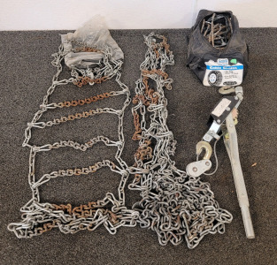 Tire Chains, Cable Chains, And A Cable Puller