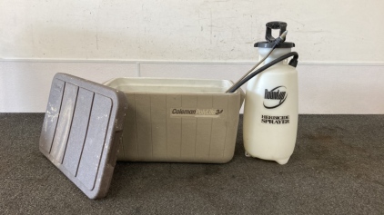 Coleman Polylite Cooler And 2 Gallon Sprayer