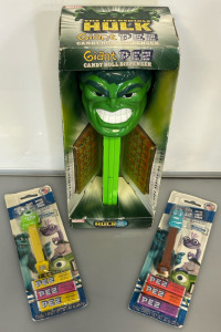 Vintage The Incredible Hulk Giant PEZ Candy Roll Dispenser & Monsters Inc. Mike & Sully PEZ Candy Dispensers