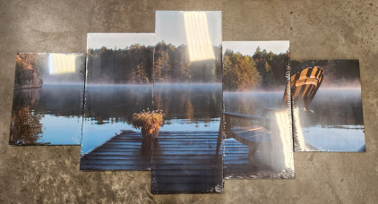 63" Solar Lamp Post Light, 5 Piece Wall Art!