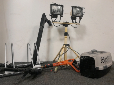 Large Light, Power Care Pressure Washer, Cat Carrier, And Bike Racks