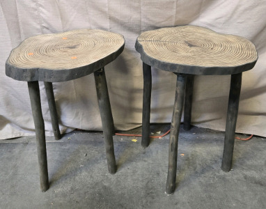 (2) Antique Wood Stools