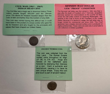 Civil War Indian Head Cent, Kennedy Half Dollar Gem &ldquo;Proof&rdquo; Condition, And Ancient Roman Coin