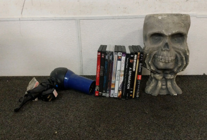 Light Up Skull Statue, Movies, And Blow Dryer
