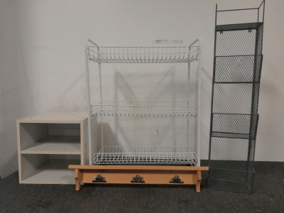 Storage Racks, Small Shelves, and Wall Mountable Clips
