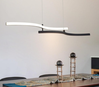 Modern Linear Island Light 40 Inch Dimmable LED Ceiling Pendant Light Fixture & Modern Style 3-Lights Vanity Mirror Light