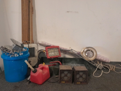 (2) Pelonis Disk Furnaces, Gas Can, Net, Magnifying Lights, And More