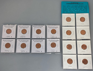 US Treasury Commemorative Medallion Coins And Brilliant Uncirculated Old Lincoln Cent 1962-1981