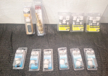 (2) Assorted Tub/Shower Valve Cartridges & (9) Assorted Sink Valve Stem Cartridges