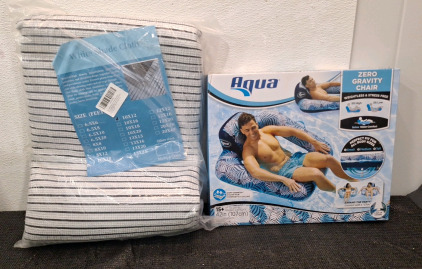 (1) 10 x 12 Foot White Shade Cloth & (1) Aqua Zero Gravity Chair