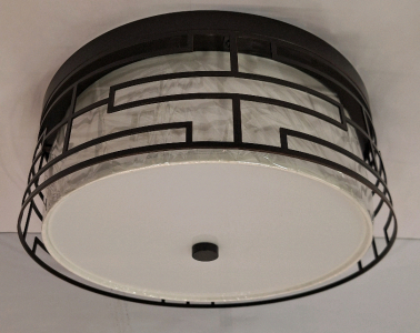 (1) Flush Mount Celling Light, 3-Bulb, 16" Diameter x 6" Tall, Matte Black Finish